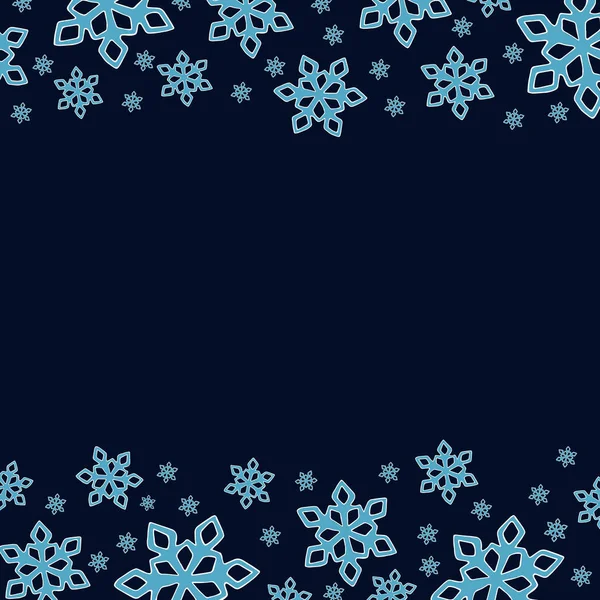 Navidad fondo azul oscuro con copos de nieve azules y ou blanco — Vector de stock