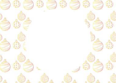 Altın topları olan bir Noel arkaplanı, beyaz sırtında izole edilmiş