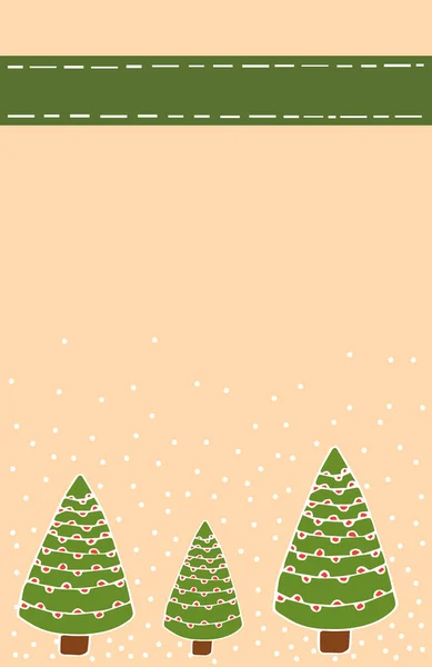 Tarjeta de Navidad con árboles verdes de Navidad en estilo garabato y wi — Vector de stock