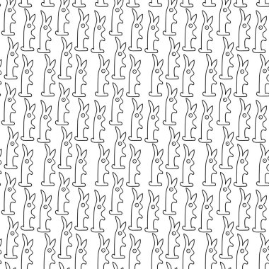 Şablon komik tavşanlar karalama tarzında çizgi film, siyah çizgi