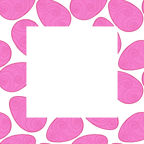 Frame with pink easter eggs on a white background with place for — Stock Vector