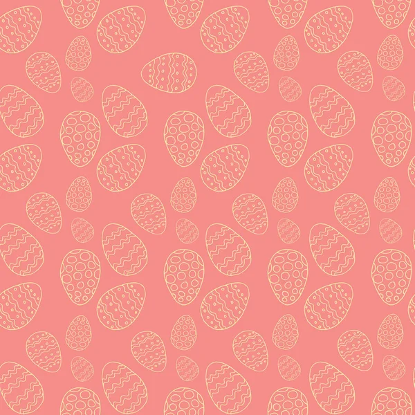 Easter eggs in doodle style on a pink background, white outline — Stock Vector