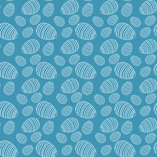 Ovos de Páscoa de cor branca em um fundo azul, vetor illustra — Vetor de Stock