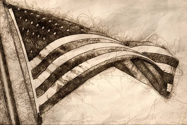 Americká vlajka letí vysoko, hrdá a svobodná — Stock fotografie