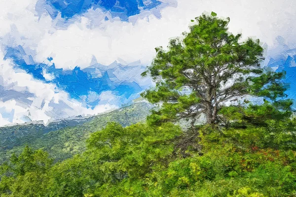 Ιμπρεσιονιστικό Στυλ Ζωγραφική Ενός Φθινοπωρινού Δέντρου Στα Αππαλάχια Όρη Που — Φωτογραφία Αρχείου