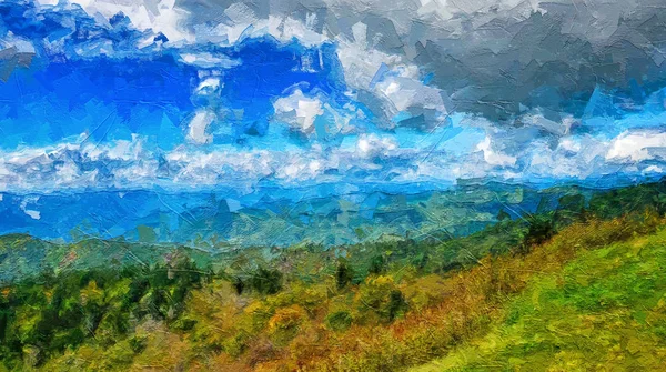 Impressionistische Stijl Herfst Kunstwerk Appalachen Bekeken Langs Blue Ridge Parkway — Stockfoto