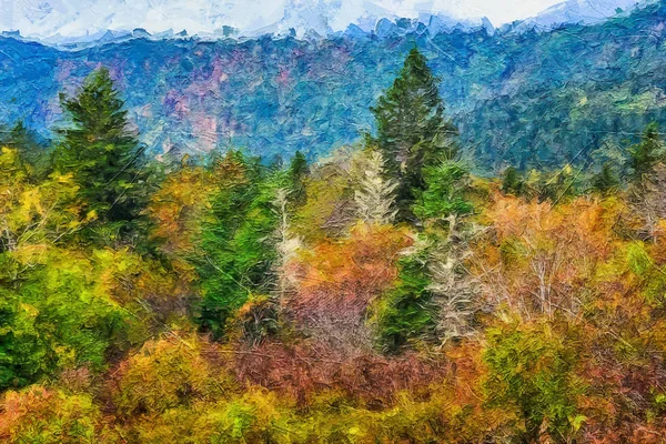 Художественное Произведение Осени Аппалачских Горах Смотрящееся Вдоль Проспекта Голубой Хребет — стоковое фото