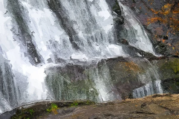 Impressionistisches Kunstwerk Eines Herbst Wasserfalls — Stockfoto