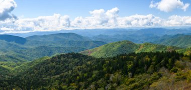 Appalachian Dağlarında sonbahar Blue Ridge Parkway boyunca görüldü.