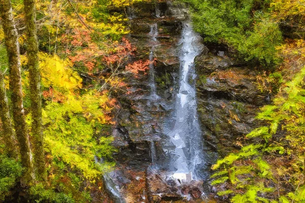 Estilo Impressionista Obra Arte Uma Cachoeira Outono — Fotografia de Stock