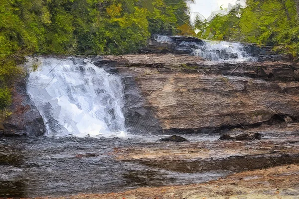 Impressionistisches Kunstwerk Eines Herbst Wasserfalls — Stockfoto