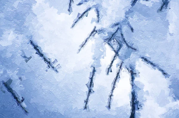 Ιμπρεσιονιστική Τεχνοτροπία Των Χειμερινών Καταστημάτων Καλυμμένα Φρέσκο Χιόνι — Φωτογραφία Αρχείου