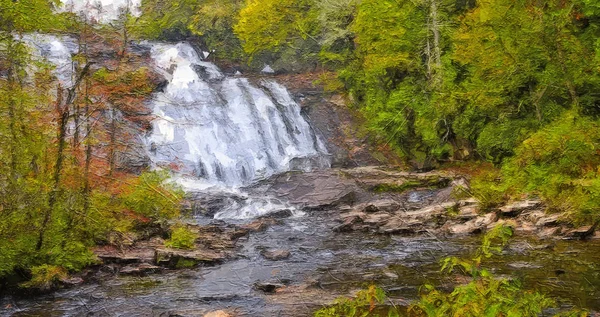 Impressionante Stile Opera Arte Una Cascata Autunno — Foto Stock