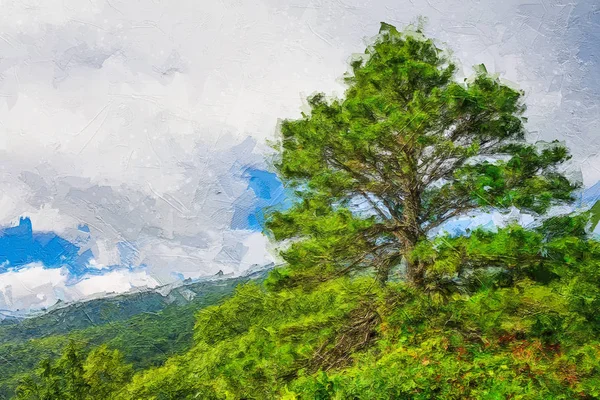 Ιμπρεσιονιστικό Στυλ Καλλιτεχνικό Έργο Ενός Φθινοπωρινού Δέντρου Στα Αππαλάχια Όρη — Φωτογραφία Αρχείου