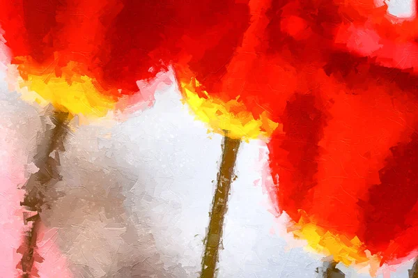 Karya Seni Gaya Impresionistik Dari Tulip Merah — Stok Foto
