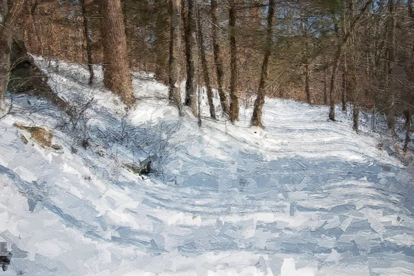Impressionistic Style Artwork Winter Trail — Stock Photo, Image