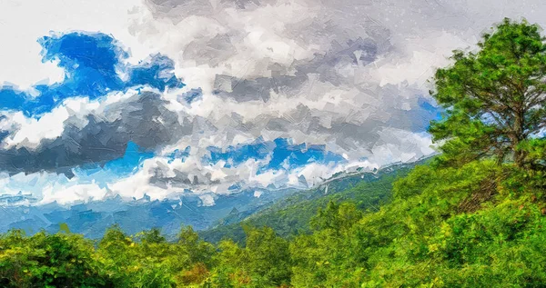 Impressionistische Kunstwerke Des Herbstes Den Appalachischen Bergen Entlang Des Parkwegs — Stockfoto