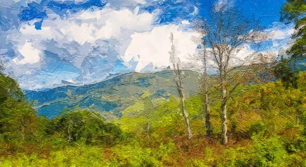 Estilo Impressionista Obra Arte Outono Nas Montanhas Apalaches Vista Longo — Fotografia de Stock