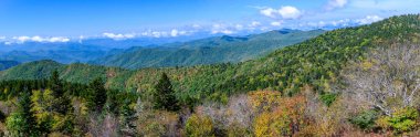 Appalachian Dağlarında sonbahar Blue Ridge Parkway boyunca görüldü.