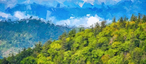 青い尾根に沿って見るアパラチア山脈の秋の印象的なスタイルの作品パークウェイ — ストック写真