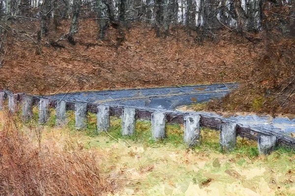 Karya Seni Impresionistik Roadway Meandering Autumn Appalachian Mountains Blue Ridge — Stok Foto