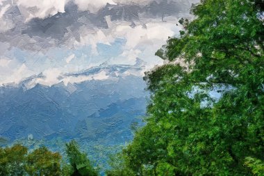 Appalachian Dağları 'nda Sonbaharın İzlenimci Biçim Sanatı Mavi Tepe Bulvarı boyunca