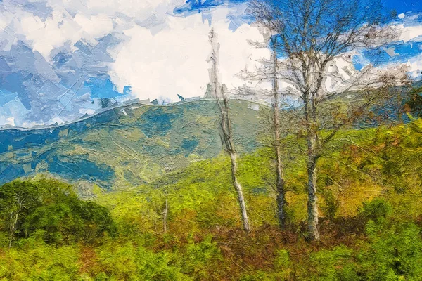 Estilo Impressionista Obra Arte Outono Nas Montanhas Apalaches Vista Longo — Fotografia de Stock