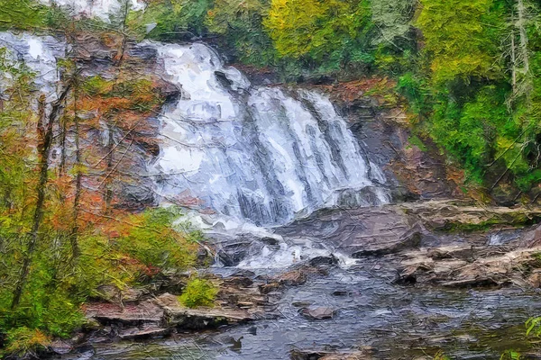 Estilo Impressionista Obra Arte Uma Cachoeira Outono — Fotografia de Stock