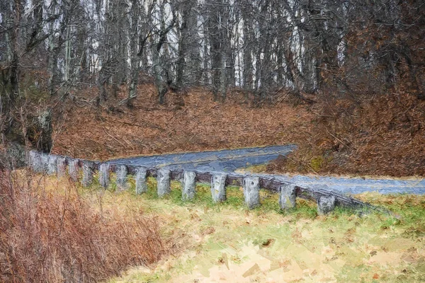 Karya Seni Impresionistik Roadway Meandering Autumn Appalachian Mountains Blue Ridge — Stok Foto
