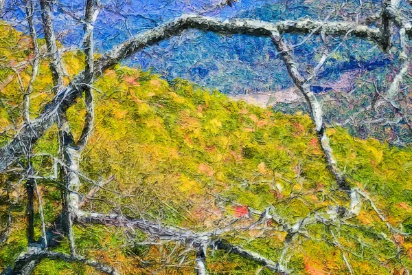 Impressionistic Style Artwork Autumn Appalachian Mountains Viewed Blue Ridge Parkway — 스톡 사진