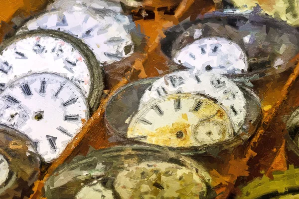 Impressionistic Style Artwork Watch Repair Shop Effects Time Collection Old — Stock fotografie