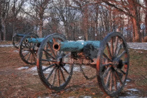 Ιμπρεσιονιστικό Στυλ Καλλιτεχνικό Έργο Ενός Αμερικανικού Cannon Εμφυλίου Πολέμου — Φωτογραφία Αρχείου