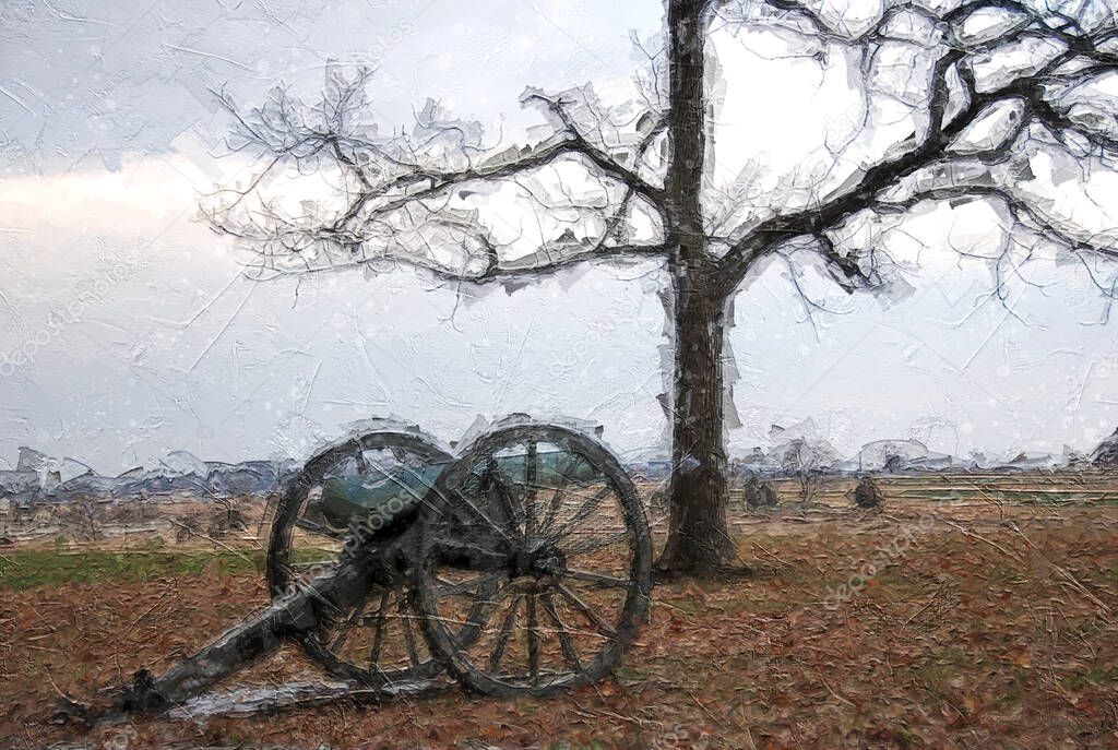 Impressionistic Style Artwork of an American Civil War Cannon