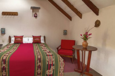 Oda interier Chivay, Arequipa, Peru daki geleneksel otel