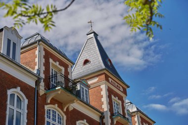 Fredericia City, Danimarka 'da yaz sabahı manzarası.