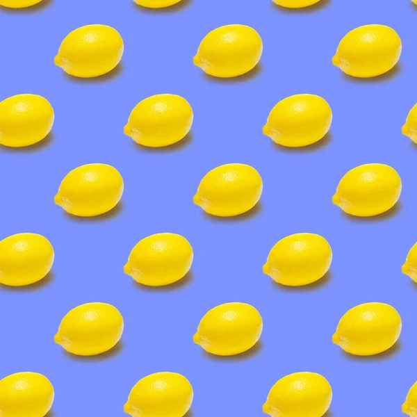 Seamless pattern of lemon on blue background
