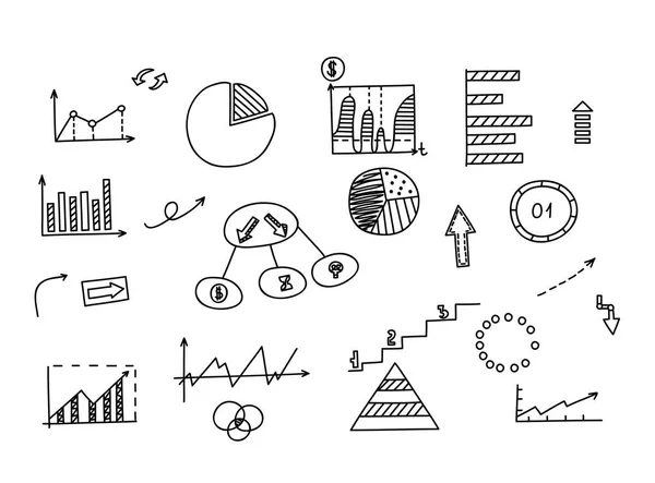 Hand dras doodle element: diagram, diagram, diagram. Begreppet företag och finans analytics resultat — Stock vektor