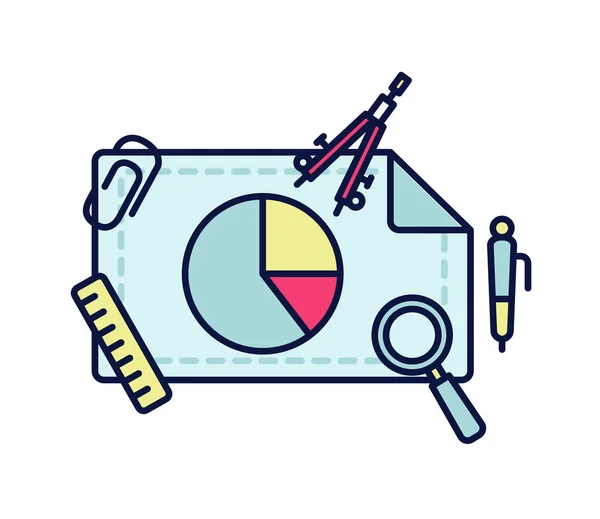 Platte ontwerp vector illustratie pictogrammen grafische ontwerper items, tools, kantoor-en communicatieapparatuur. Worklace drawning. — Stockvector