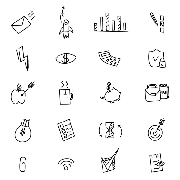 Affärsidé doodles ikoner set. Vektorillustration — Stock vektor