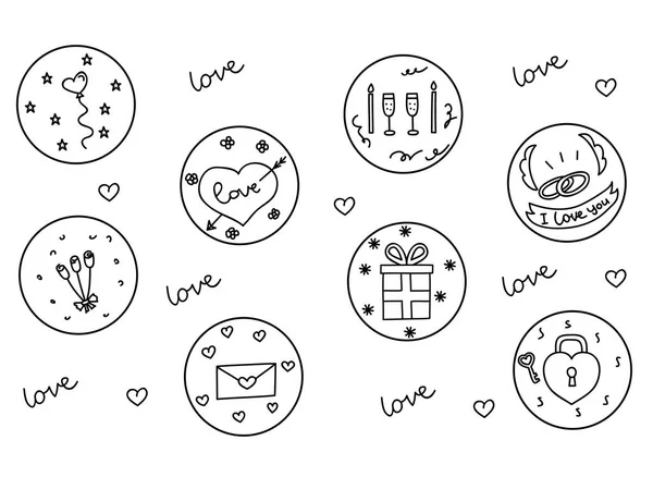 Çizilmiş sevgi ve kalpleri karalamalar Icon set el, illüstrasyon vektör — Stok Vektör