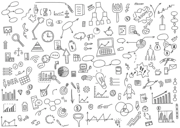 El doodle öğeleri para ve para simgesi, grafik grafik çizin. Kavram İş Finans analytics kazanç. Vektör çizim