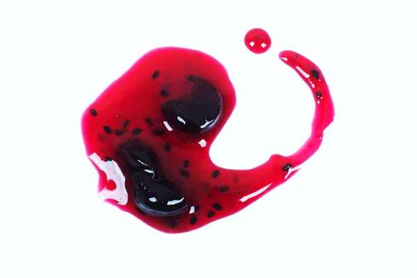 Red berries jam splash isolated on white background. — Stock Photo, Image