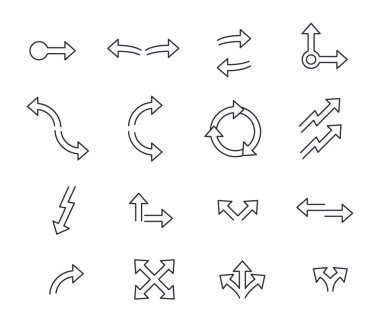 Oklar doğrusal tasarım kümesi. Vektör çizim.