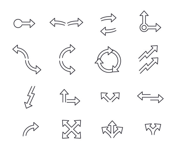 Set of arrows linear design. Vector illustration.