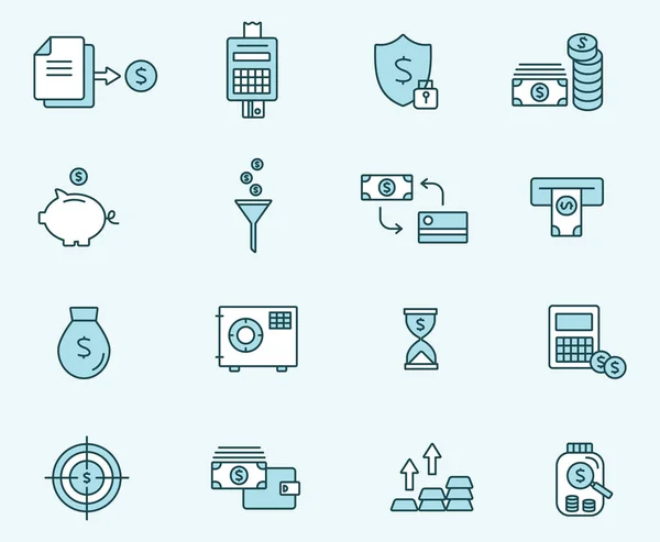 Set of icons linear design finance . Vector illustration — Stock Vector