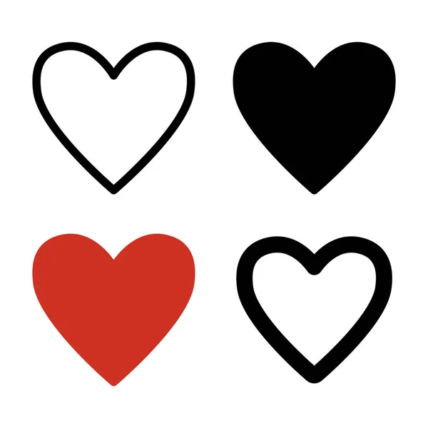 Sätt Hjärtat Ikoner Begreppet Kärlek Vektor Illustration Platt Design — Stock vektor