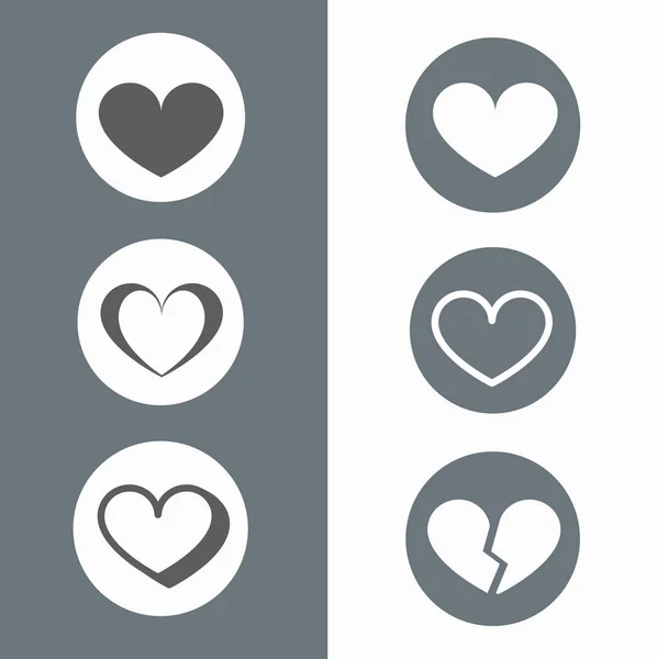Set Heart Icons Concept Love Vector Illustration Flat Design — Stock Vector