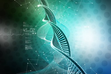 bükülmüş Chrome Dna zinciri modeli 3D çizimi