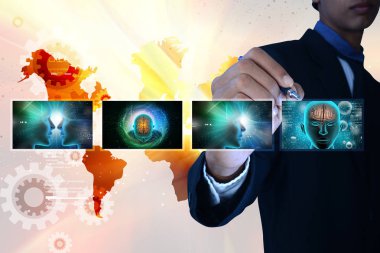 Adam gösteren Tıp teknoloji kavramı 3D çizimi 