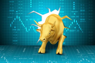 Rising golden business bull   clipart